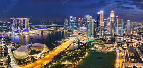 Panorama of Singapore skyline at night