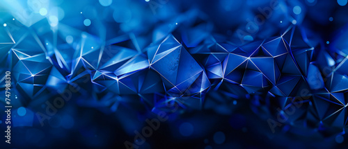 Modern Geometric Blue Background, Futuristic Polygon Design, Digital Triangle Texture, Abstract Art Concept