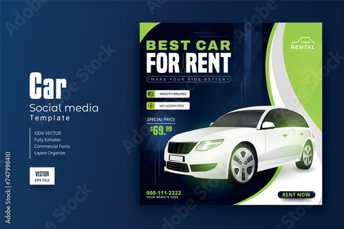 Car rental and automotive social media post template