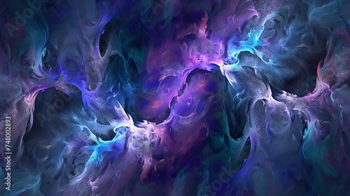Abstract blue and purple waves on dark background for modern design projects and artistic concepts