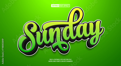 Editable 3d text style effect - Sunday text effect Template