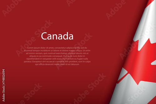 Canada national flag isolated on background with copyspace