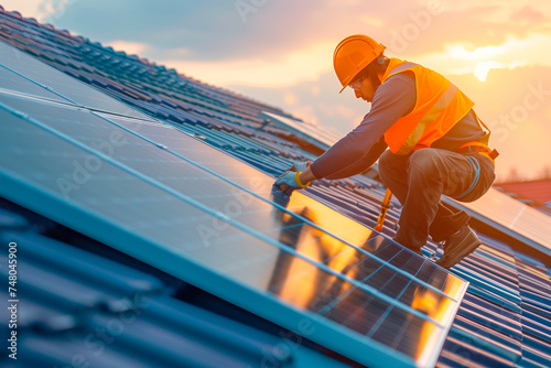 engineer with solar panel 