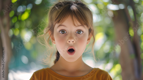 Retrato de una niña con expresión sorpresa