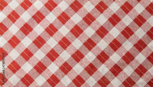 Red and white checkered tablecloth texture 