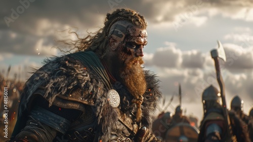 The ground shakes beneath the feet of this charging Viking Berserker who leads his fellow warriors into battle with an unbreakable determination.
