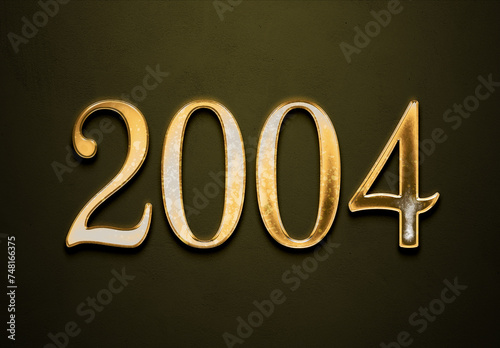 Old gold effect of year 2004 with 3D glossy style Mockup. 