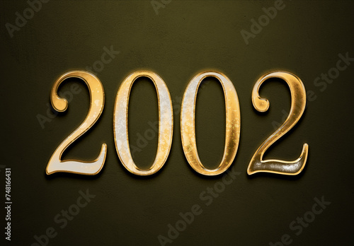 Old gold effect of year 2002 with 3D glossy style Mockup. 