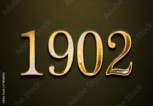 Old gold effect of year 1902 with 3D glossy style Mockup. 