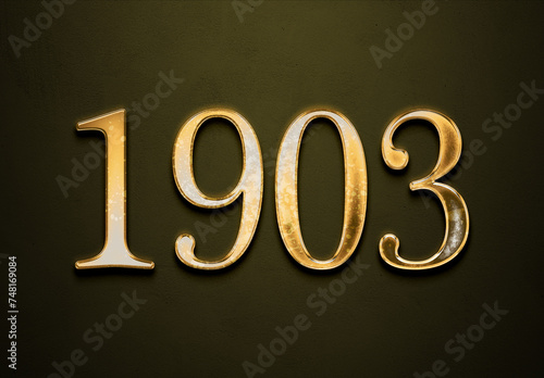 Old gold effect of year 1903 with 3D glossy style Mockup. 