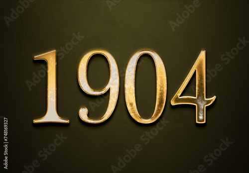 Old gold effect of year 1904 with 3D glossy style Mockup. 