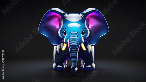 elephant cartoon. glassy a animal elephant emoji on a black background