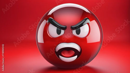 anger cartoon. a human emotions anger emoji on a red background. anger cartoon face reaction.