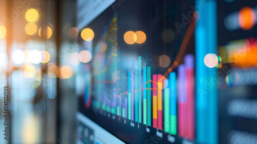 An analytics dashboard showing the demographic breakdown of social media ad viewers, guiding targeted advertising strategies, businesses leveraging social media, blurred background