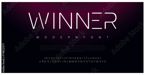 Winner Modern abstract digital alphabet font. Minimal technology typography, Creative urban sport fashion futuristic font and with numbers. vector illustration