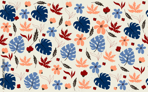 Colorful seamless pattern. Creative floral pattern design.