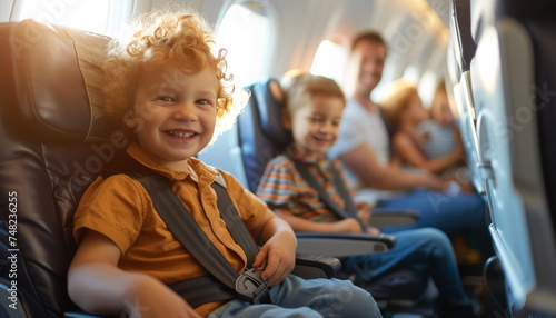 Safety First: Parents and Children Preparing for Takeoff in Aircraft 