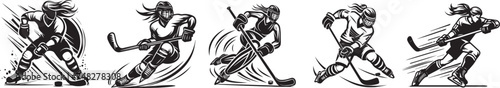 ice hockey girl player, dynamics and power