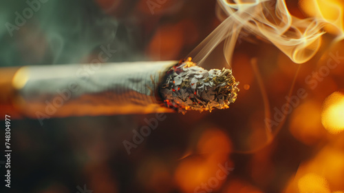 illustration of a smoking cigarette close up