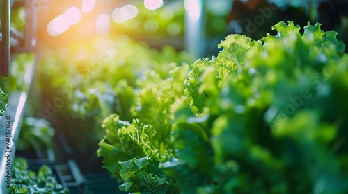 Organic hydroponic vegetable plant factory grow farm inside modern greenhouse green salad farm Indoor farm, Agriculture technology, Agricultural plants under solar panels, eco farming