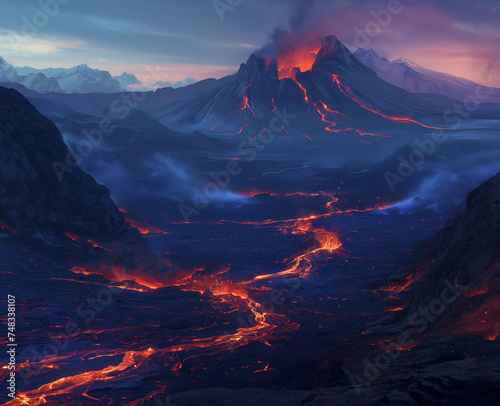 Amazing view of volcanos and lava