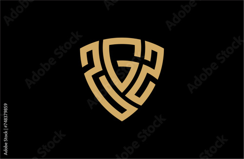 ZGZ creative letter shield logo design vector icon illustration