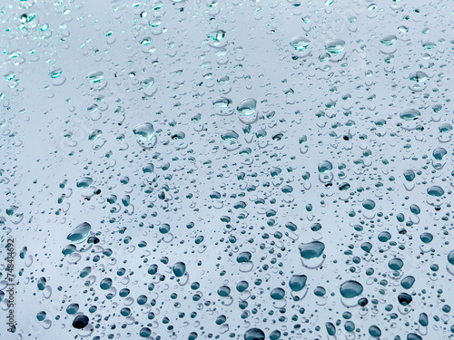drops of water on blue