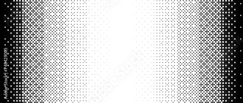 Pixelated gradient texture. Black dithered gradation background. Retro bitmap video game wallpaper. Halftone 8 bit overlay. Vintage rectangle pixel art print. Vector vertical striped fading backdrop