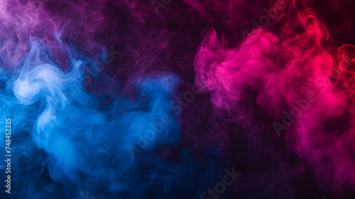 colorful smoke on the dark studio, abstract background.