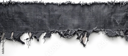 Dark and dramatic black fabric with torn edges for design backgrounds and textures