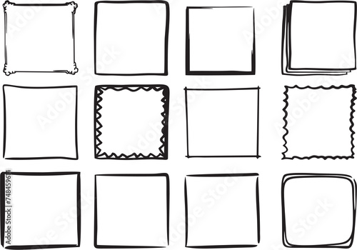 Multipurpose hand drawn frames. Retro ornamental frames, vintage ornaments and ornate square. Decorative wedding frames, antique style in line. High HD resolution, blank to add text or images.