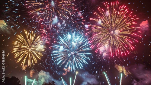 Fireworks Extravaganza: A Night Sky Ablaze Generative AI