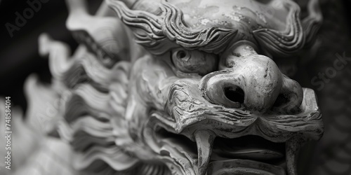 Detailed close-up of a dragon statue. Perfect for fantasy themes