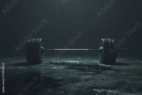 A black and white image of a barbell. Suitable for fitness and sports concepts