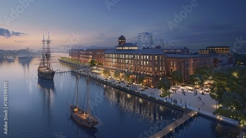 Reviving old docks and shipyards, now public spaces and luxury residences, merge industrial history with waterfront living.