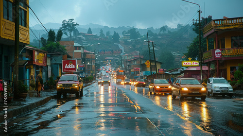 Heavy rain in the morning in Addis Ababa, Ethiopia.