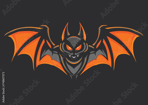 Logo illustration of a bat creature bold shades of ora