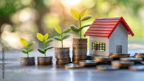 An upward trend in the housing market indicates significant financial gains from rental income or real estate investments, symbolizing a booming property sector.