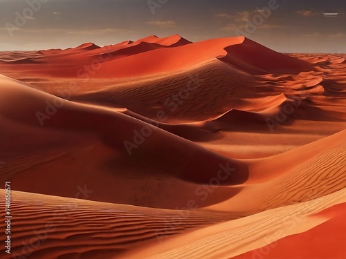 Amazing red sand dunes in the desert