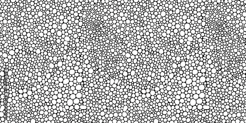 Zentangle seamless pattern. Vector texture. Circles, bubbles, balloons. Hand drawn. Abstract pattern for coloring book. Black and white background.
