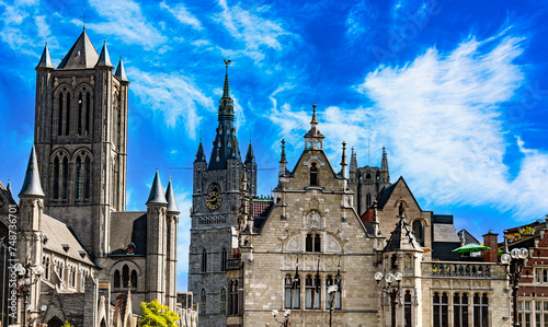 Architecture of the old town of Ghent, Belgium