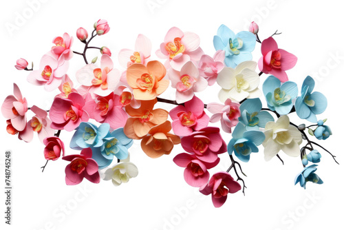 Vibrant Orchid Display Colorful Array on white background