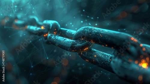 Abstract representations of the blockchain as a strong, unbreakable chain or a fortress, symbolizing the inherent security features of blockchain technology against market volatility and cyber threats