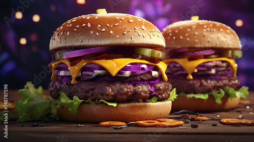 A Maxi hamburger, double cheeseburger, generative AI