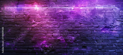A brick wall with a glowing purple light radiating from cracks and crevices. The light contrasts against the rough texture of the bricks.
