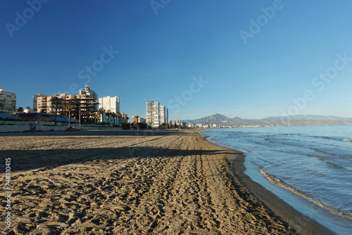 The panorama of San Juan beach in Alicante, Spain