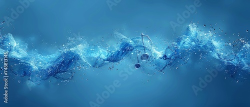 Designed for use in websites and musical applications, a digital note icon on blue represents music, a song, melody, or tune.