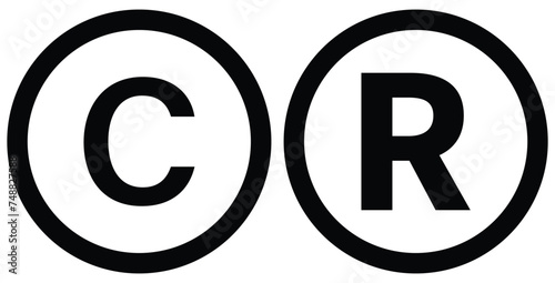 copyright & registered symbol or copyright and registered sign on white bg