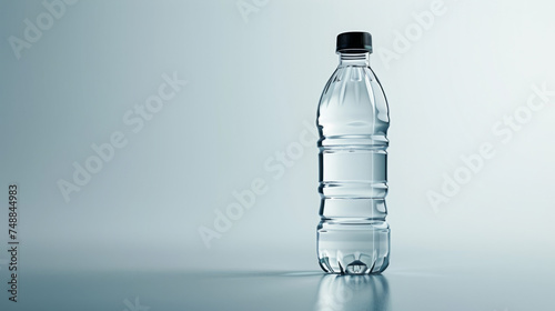 Close-up of a transparent drinking water bottle, Bottle of pure crystal water on a white background. Concept of thirst, heat, summer, tropic.