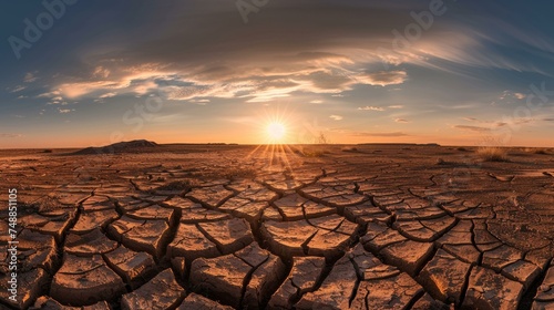 Dried land in the desert Cracked soil crust climate chan 2